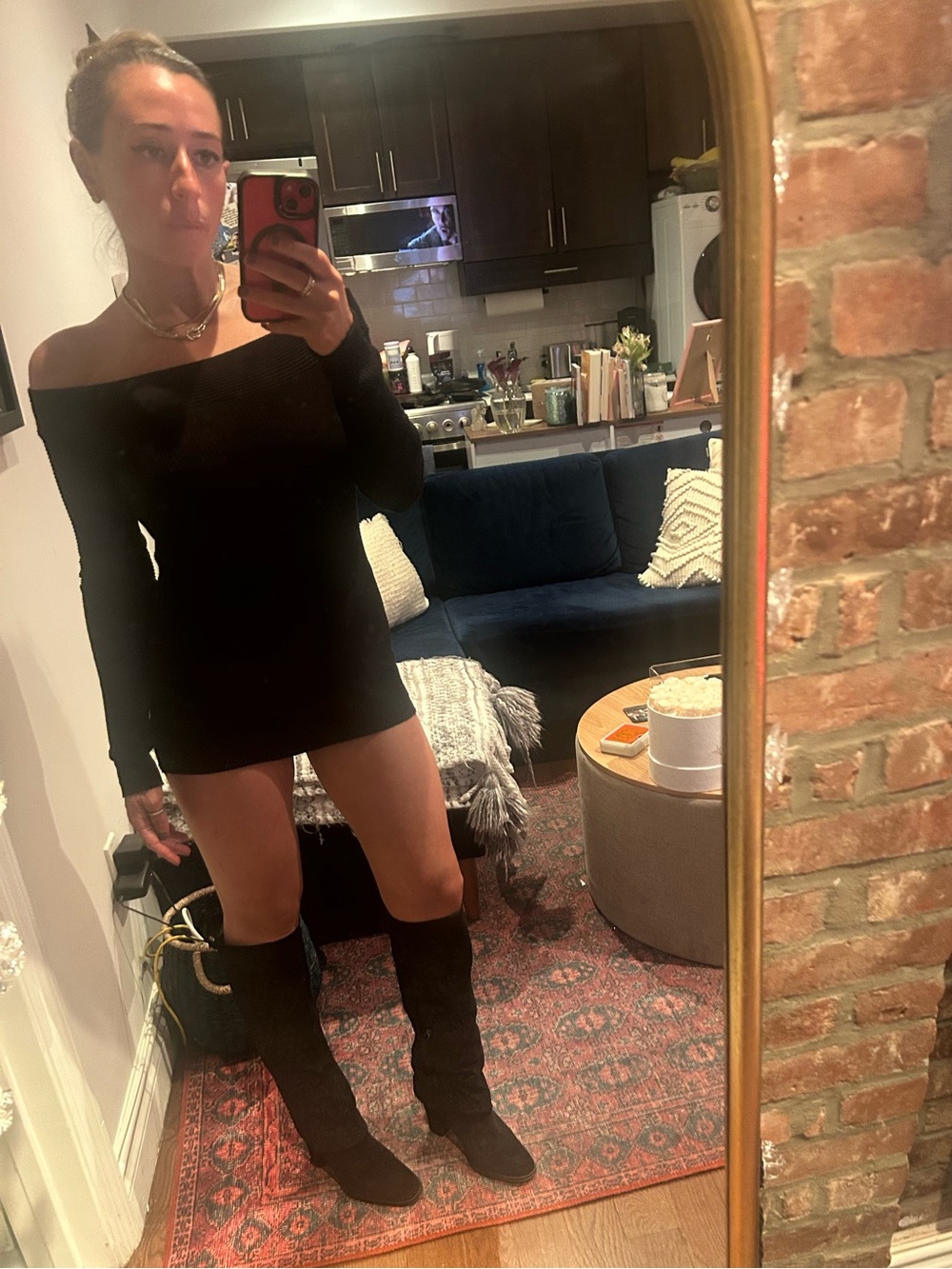 Sartorial Black Geometric Textured Knee High Boots Size 7.5